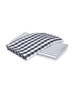 Navy French Ticking & Navy Gingham Tea Towel Set