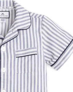 Navy French Ticking Short Set