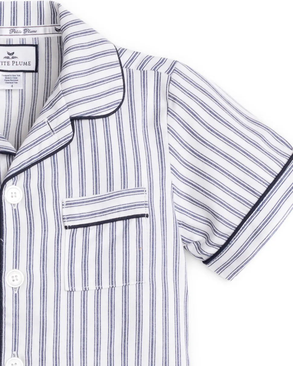 Navy French Ticking Short Set