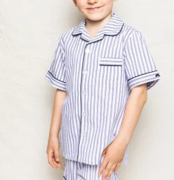 Navy French Ticking Short Set