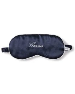 Navy Silk Groom Sleep Mask