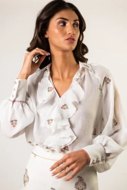 Naz Blouse in White & Pink