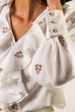 Naz Blouse in White & Pink