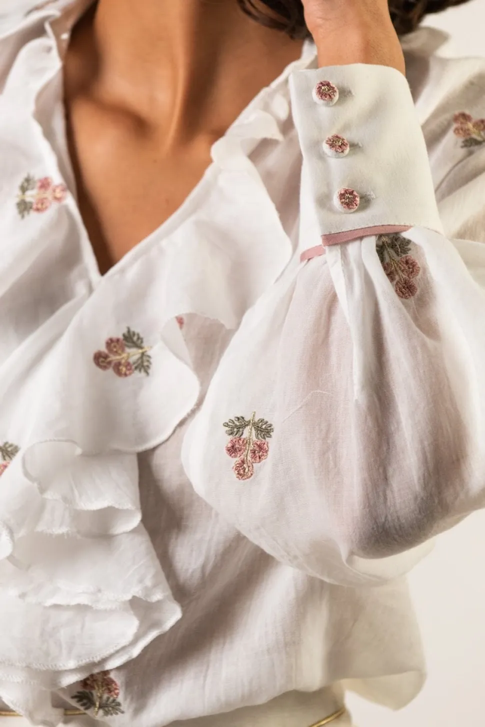 Naz Blouse in White & Pink