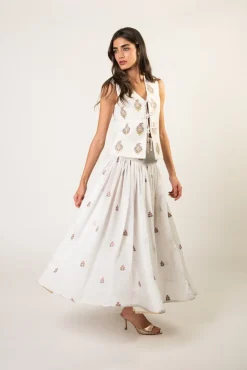 Naz Maxi Skirt in White & Pink
