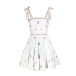 Naz Mini Dress in White & Pink