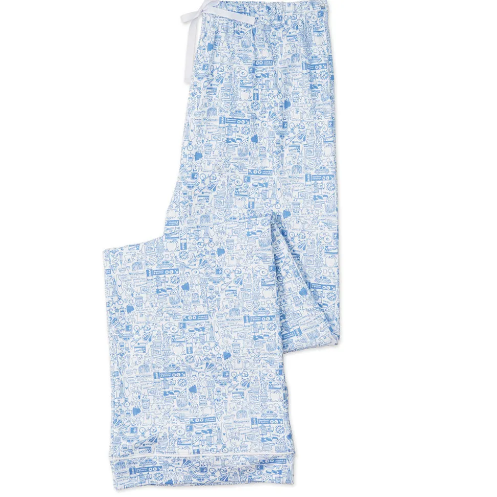 New York City Women's Button Front Long Pajama Set