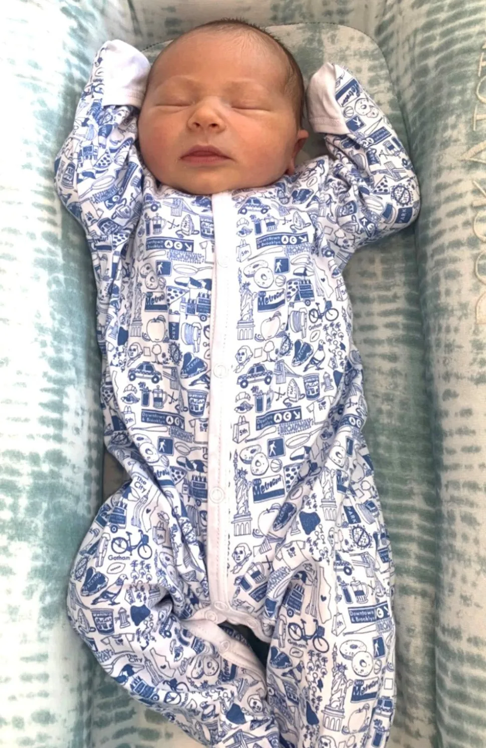 New York City Zip Baby Onesie in New York City NYC Blue