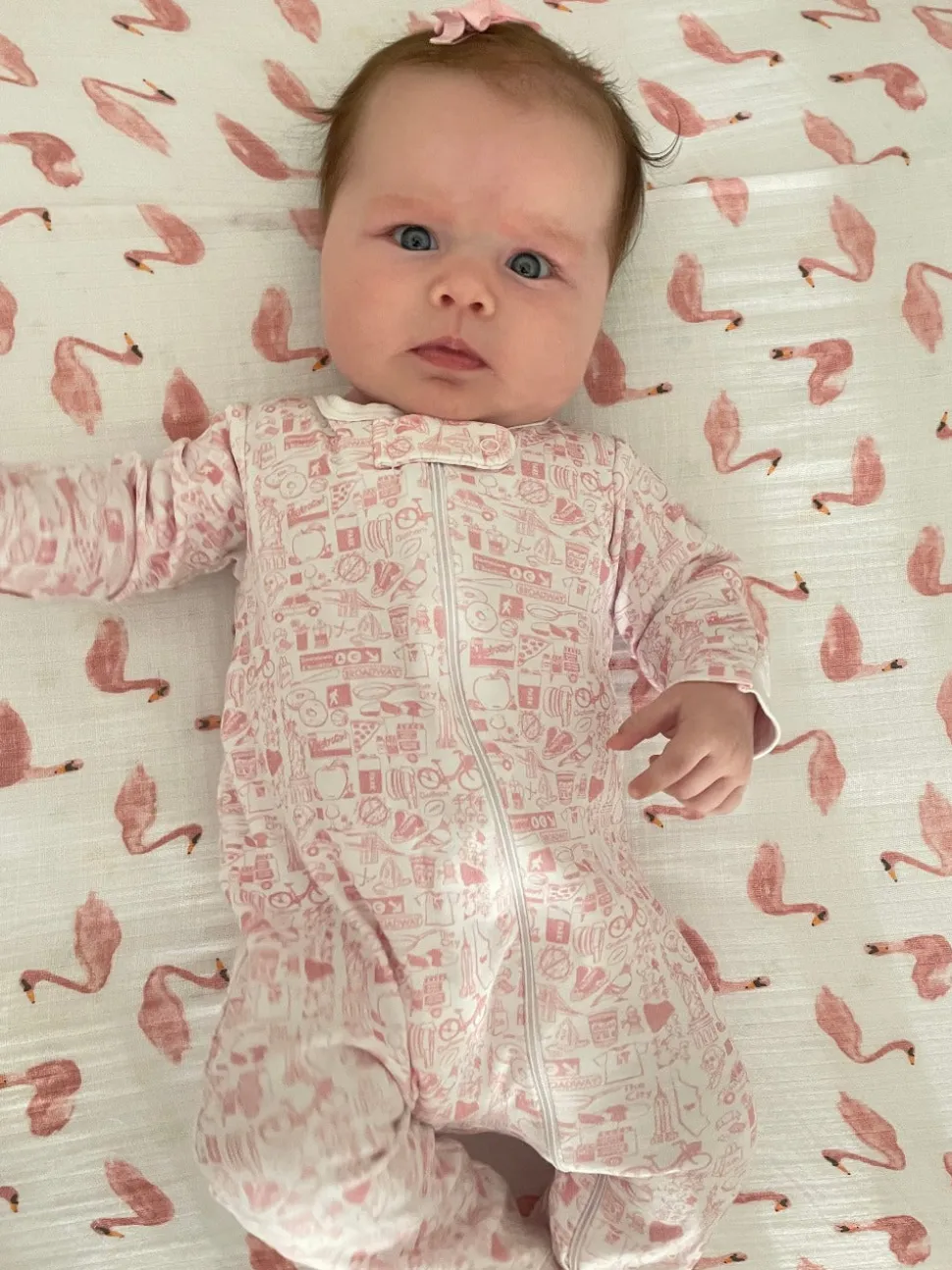 New York City Zip Baby Onesie in New York City NYC Pink