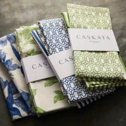 Newport Garden Gate & Pinstripe Verde Kitchen Towels, Mixed Set of 2