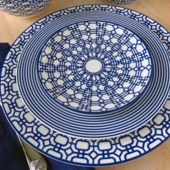 Newport Garden Gate Rimmed Dinner Plate Blue
