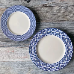 Newport Garden Gate Rimmed Dinner Plate Blue