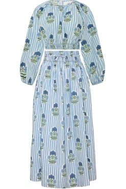 Newport Skirt in Blue & Green Flower