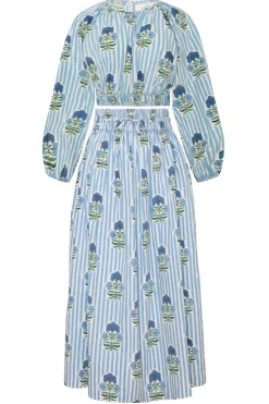 Newport Top in Blue & Green Flower