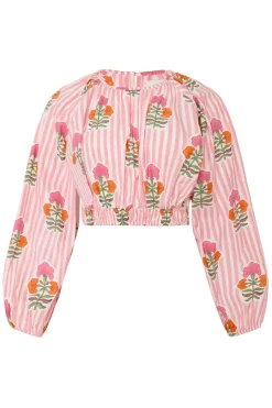Newport Top in Pink & Orange Flower