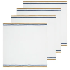 Normandy Napkins in Mustard, White, & Blue Stripes, Set of 4