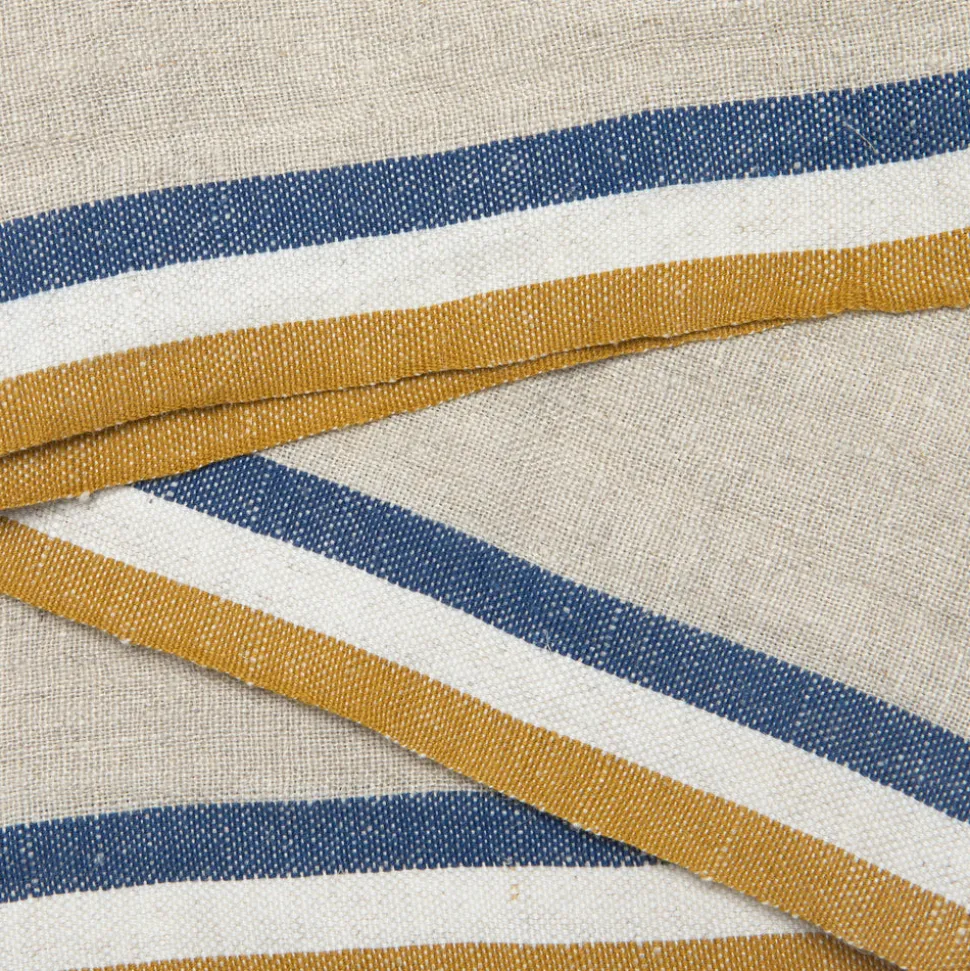 Normandy Napkins in Mustard, Natural & Blue Stripes, Set of 4
