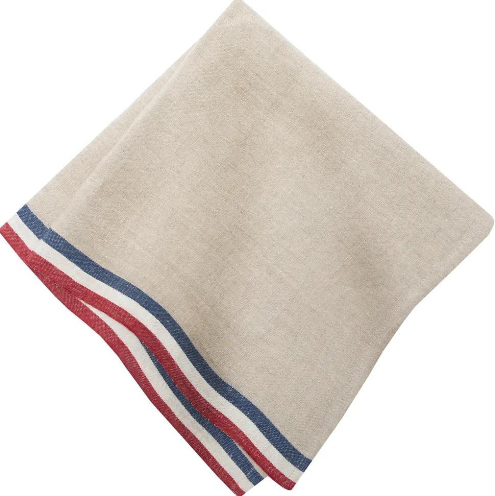 Normandy Napkins in Red, Natural, & Blue Stripes, Set of 4