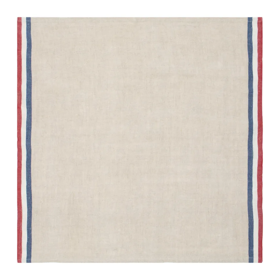 Normandy Napkins in Red, Natural, & Blue Stripes, Set of 4