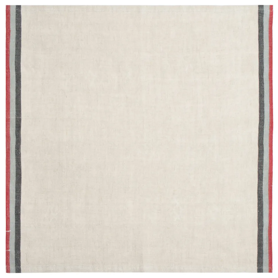 Normandy Natural Napkins in Red, Grey, & Black Stripes, Set of 4