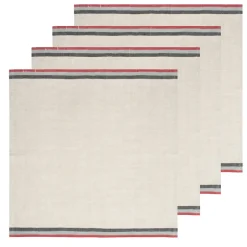 Normandy Natural Napkins in Red, Grey, & Black Stripes, Set of 4