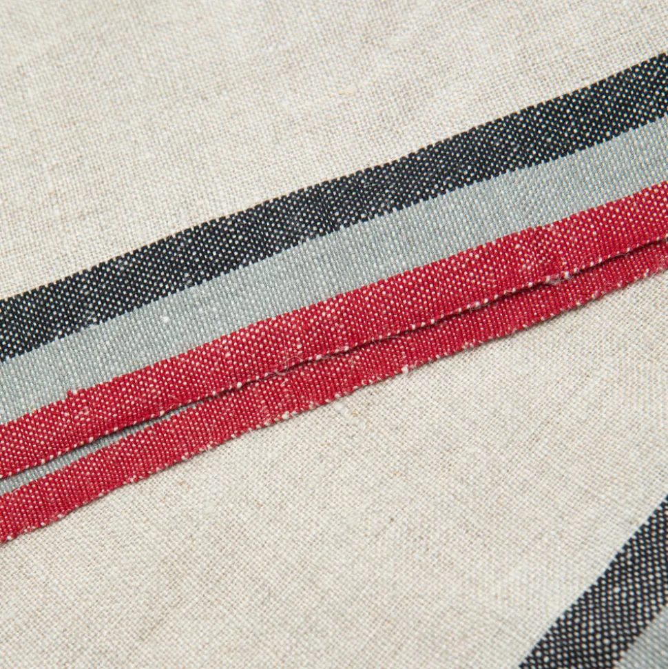 Normandy Natural Napkins in Red, Grey, & Black Stripes, Set of 4