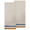 Normandy Tea Towels in Mustard, Natural & Blue Stripes, Set of 2