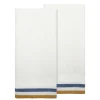Normandy Tea Towels in Mustard, White, & Blue Stripes, Set of 2