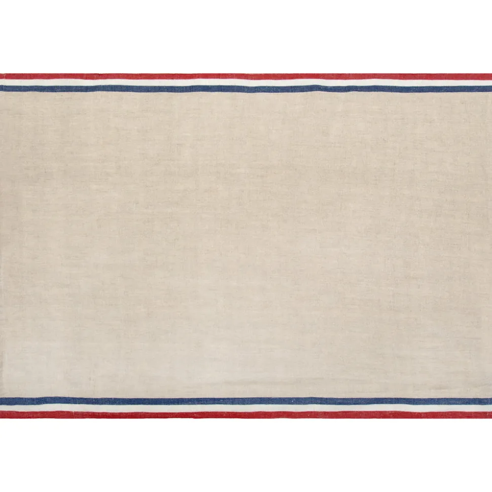 Normandy Tea Towels in Red, Natural, & Blue Stripes, Set of 2