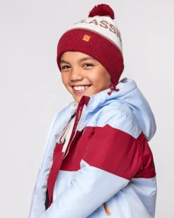 Northern Classics Knit Pom Hat in Heritage Red and Winter White
