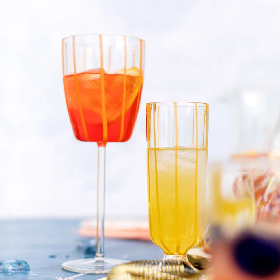 Nuovo Stripe Champagne Glass in Yellow