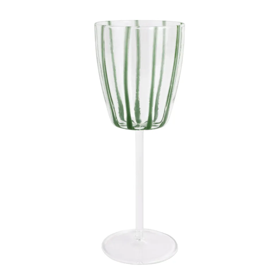 Nuovo Stripe Green Wine Glass