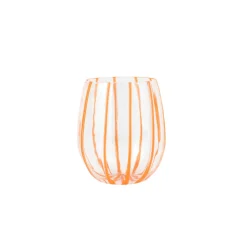 Nuovo Stripe Stemless Wine Glass in Orange