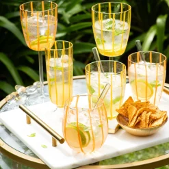 Nuovo Stripe Tall Tumbler in Yellow