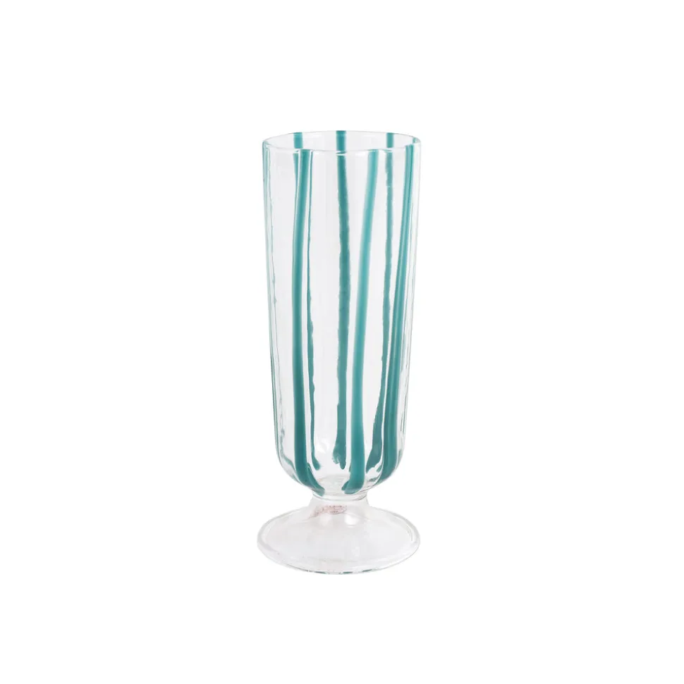 Nuovo Stripe Teal Champagne Glass
