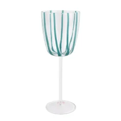 Nuovo Stripe Teal Wine Glass
