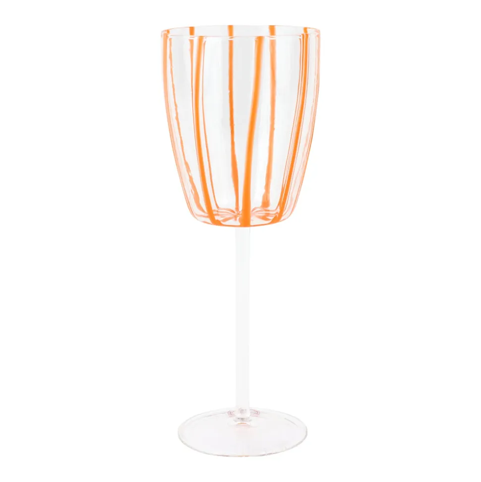 Nuovo Stripe Wine Glass in Orange