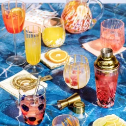 Nuovo Stripe Wine Glass in Orange