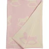 Nursery Blanket in Pink Rocking Horse