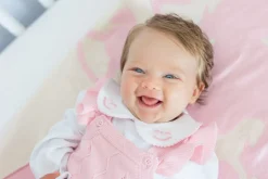 Nursery Blanket in Pink Rocking Horse