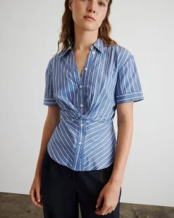 Oakley Stripe Top in French Blue & White Multi