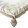 Oasis Tablecloth in Ivory, Green & Brown