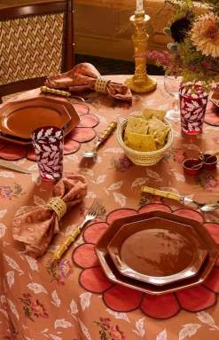 Octagonal Dinner Plate in Burgundy