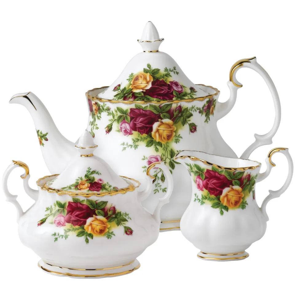 Old Country Roses Teapot, Sugar, Creamer, 3 Piece Set