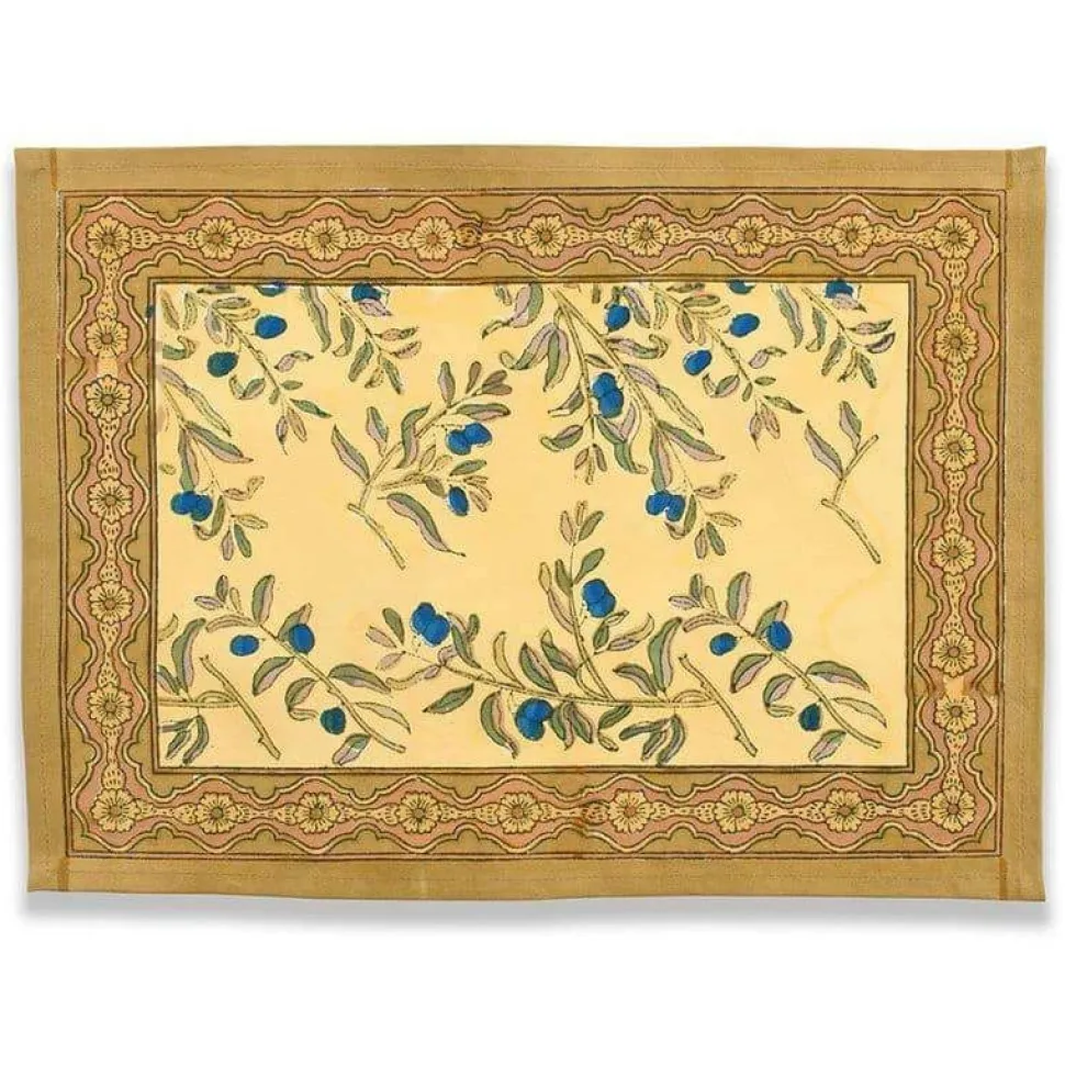 Olive Tree Mats in Khaki & Blue, Set of 6