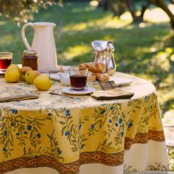 Olive Tree Tablecloth in Khaki & Blue