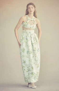 Olivia Bow Set in Celadon Bloom Silk Faille