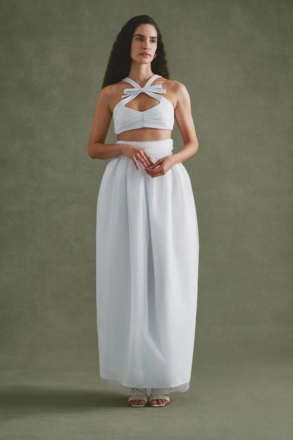 Olivia Bow Set in White Flock Tulle
