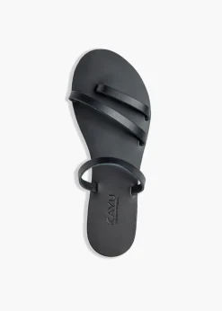 Olympia Vegetable Tanned Leather Sandal in Black