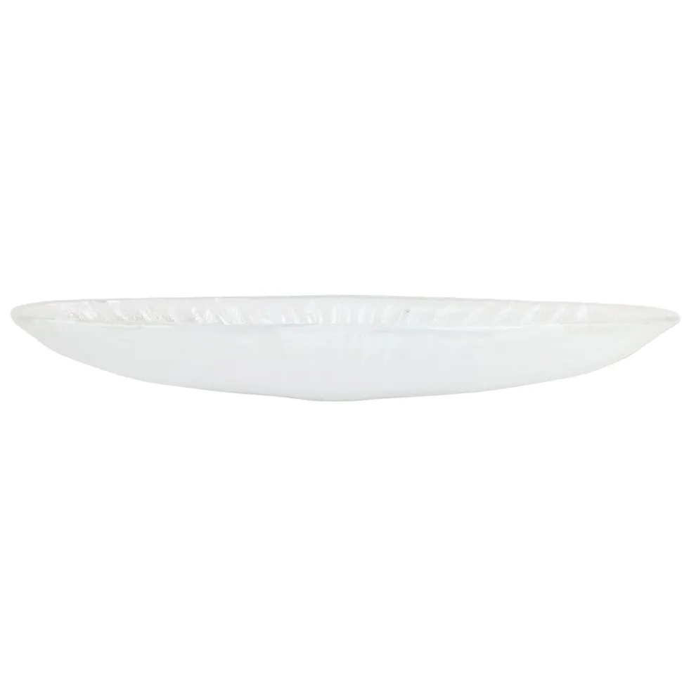 Onda Glass White Long Oval Bowl